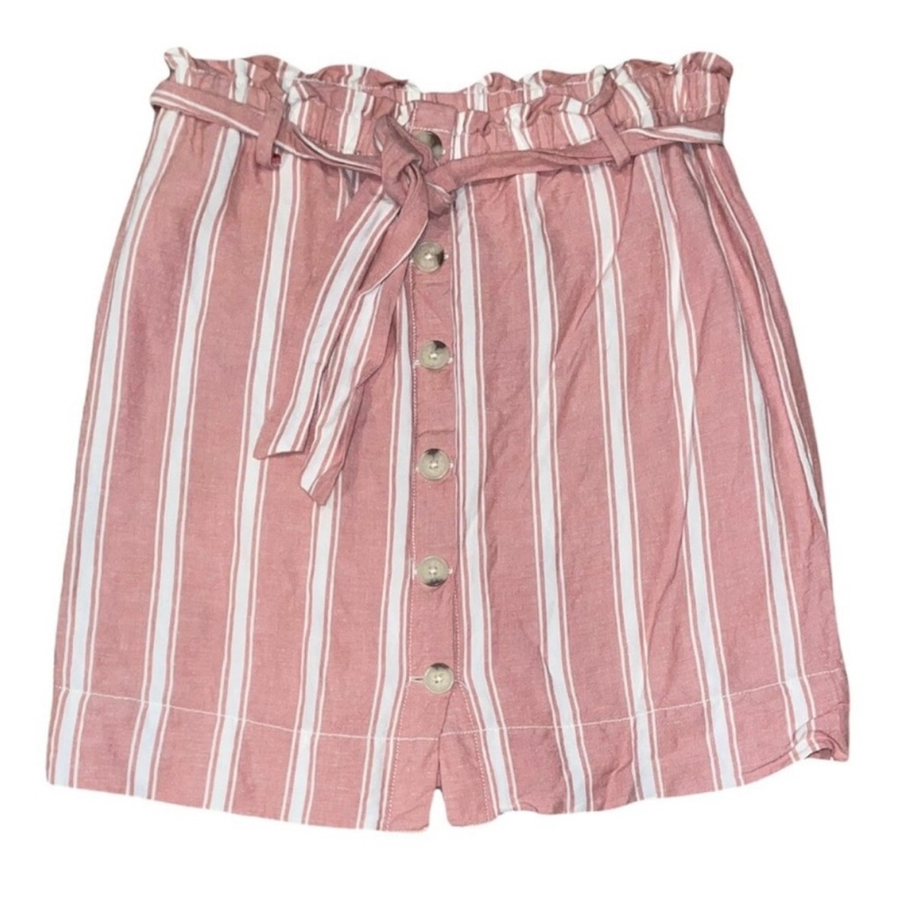 LOFT Pink and White Striped Skirt